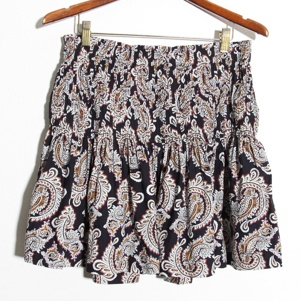 Anthropologie Eula Pintucked Pleated Mini Skirt Paisley Cotton Size Small - Picture 2 of 12